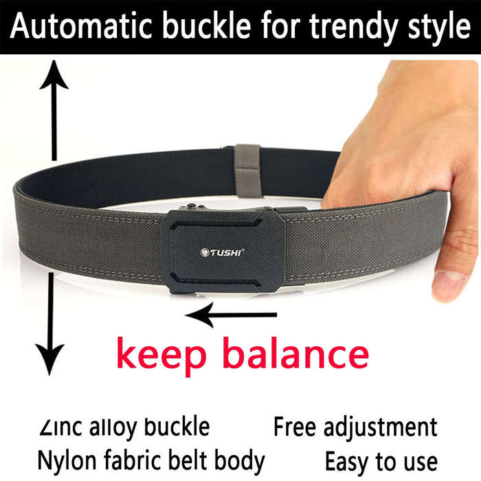 Army Green - TUSHI 120cm Mens Automatic Buckle Tactical Belt Military Sturdy Nylon Belt for Outdoor