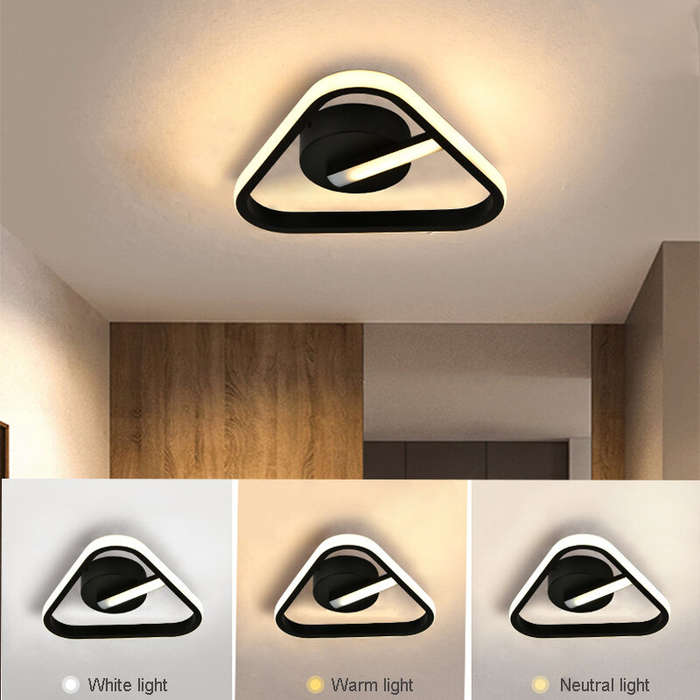 Triangle - Triangle/Square/Round Black Modern LED Acrylic Ceiling Light Brief Lamp Surface Mount Fix