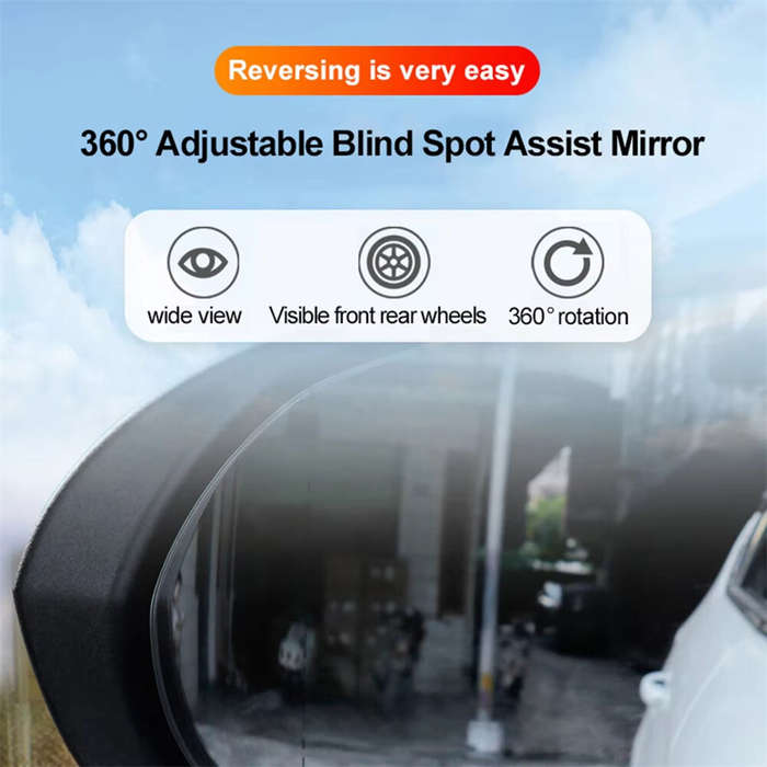 White - Pair 360 Blind Car Rearview Mirror Auxiliary Mirrors Spot Mirror Adjustable Rotatable Convex