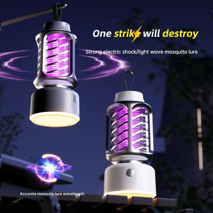 White - 360 Electric Shock Mosquito Killer Lamp USB Charging Portable Household Electric Mosquito Ki