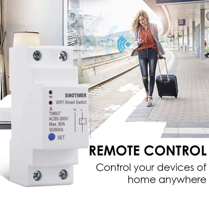 TM607 80A Tuya Smart WiFi Timer Countdown Time Switch APP Wireless Remote Control DIY Lights Work wi