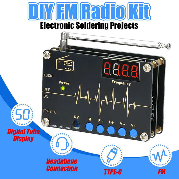 DIY Kit - RDA5807M DIY FM Radio Kit 87-108MHz Digital Tube Display TDA2822 Amplifier Easy to Solder