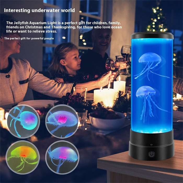 White - Elfeland RGB 16-Color Fancy LED Jellyfish Lamp Aquarium Remote Control USB Table Night Light