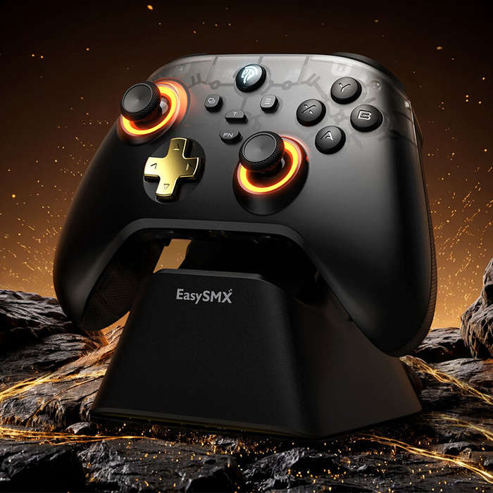Black - EasySMX D05 Tri-mode Wireless Gaming Controller with Hall Effect Joysticks and Triggers 1000