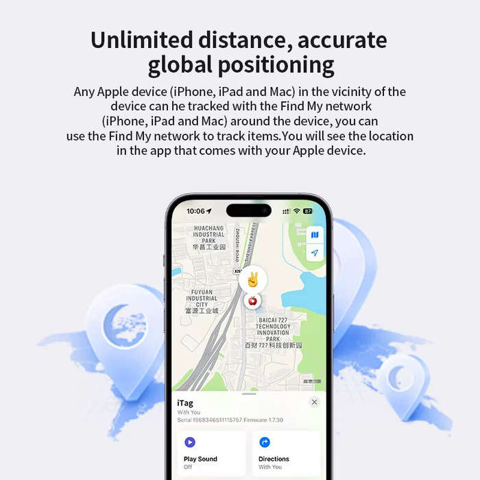 Black - Anti-lose Tracker for iOS Airtag Replacement via Find My Bluetooth GPS Tracker for Luggage i