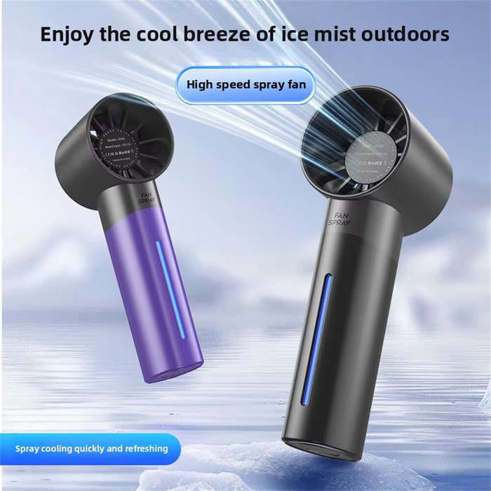 White - IPRee Portable Humidifier Fan Mini Handheld Mist Fan Portable USB Rechargeable Handheld Fan
