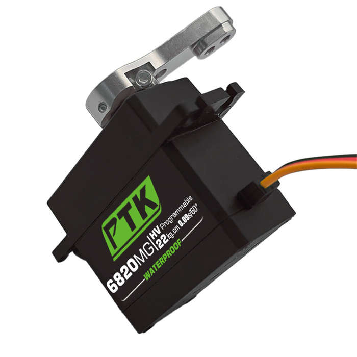 Black - PTK 6820 MG 20kg High Torque 180 Stainless Steel Gear Metal Digital Waterproof RC Servo for