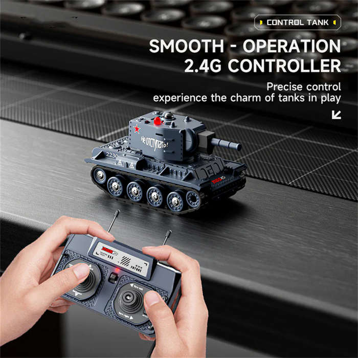 Grey - WENNANFENG BRRRRT 1/64 2.4G Mini RC Tank Desktop Simulation Battle Tracked Full Proportional