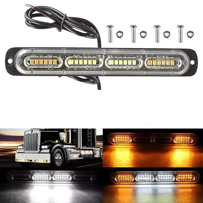 Yellow - 12V-24V 24 LED Car Truck LED Light Side Light Warning Emergency Light Universal For Cars Va