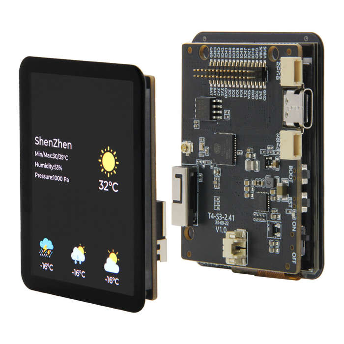 Black - LILYGO T4-S3 ESP32-S3 2.41-inch AMOLED Touch Display Development Board RGB Screen Dual-Core