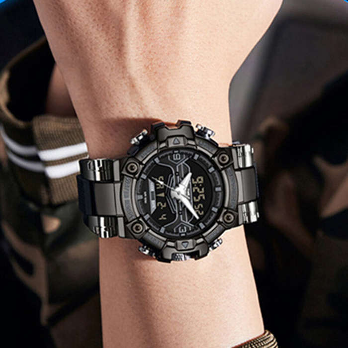 Black white - SANDA Men's Sport Digital Watches Multifunctional Luminous Wrist Watch Waterproof Shoc