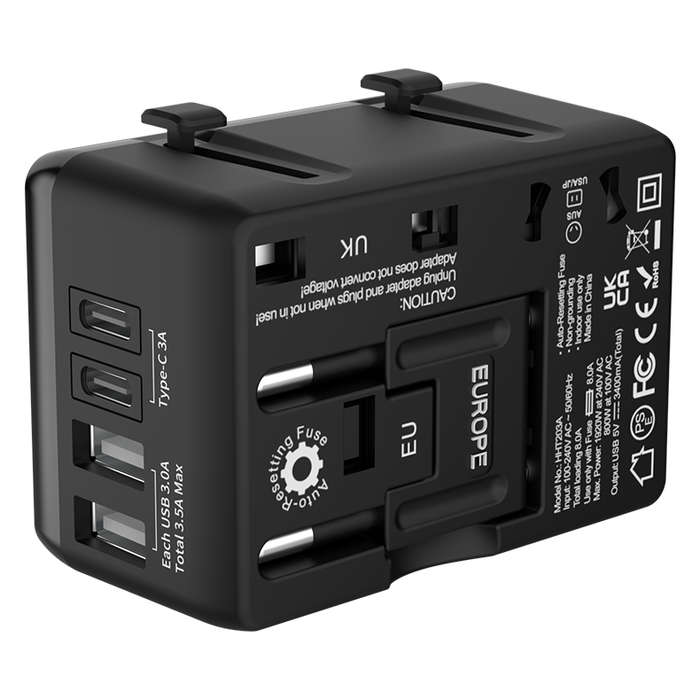 EU Plug - BlitzWolf BW-TA1 Universal Travel Adapter Plug with 4 USB EU UK US AU AC Power Charger Ada