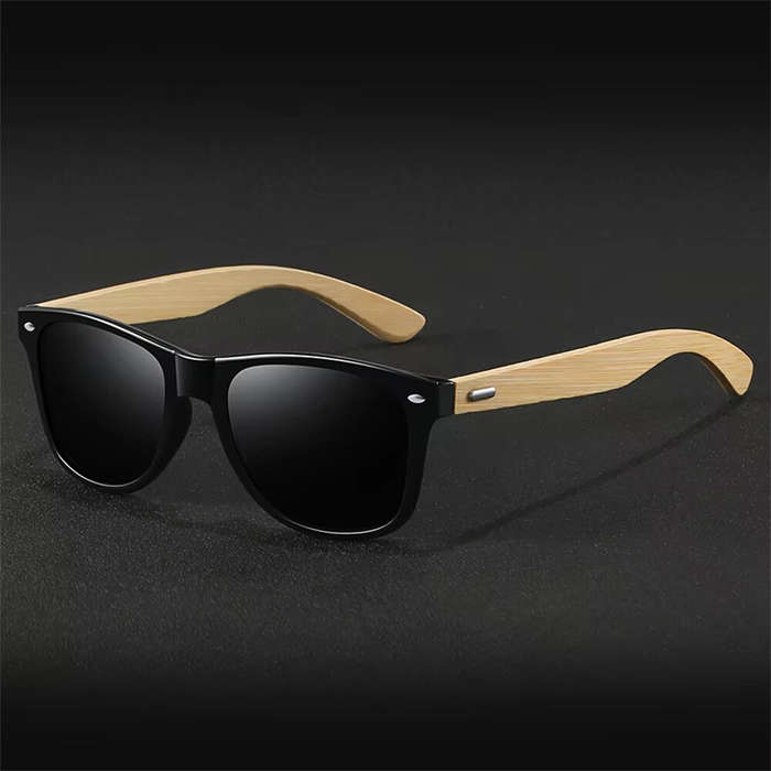 Red - Fashion Bamboo Wood Vintage Square Sunglasses for Men Women Wooden Driving Fishing UV400 Sport