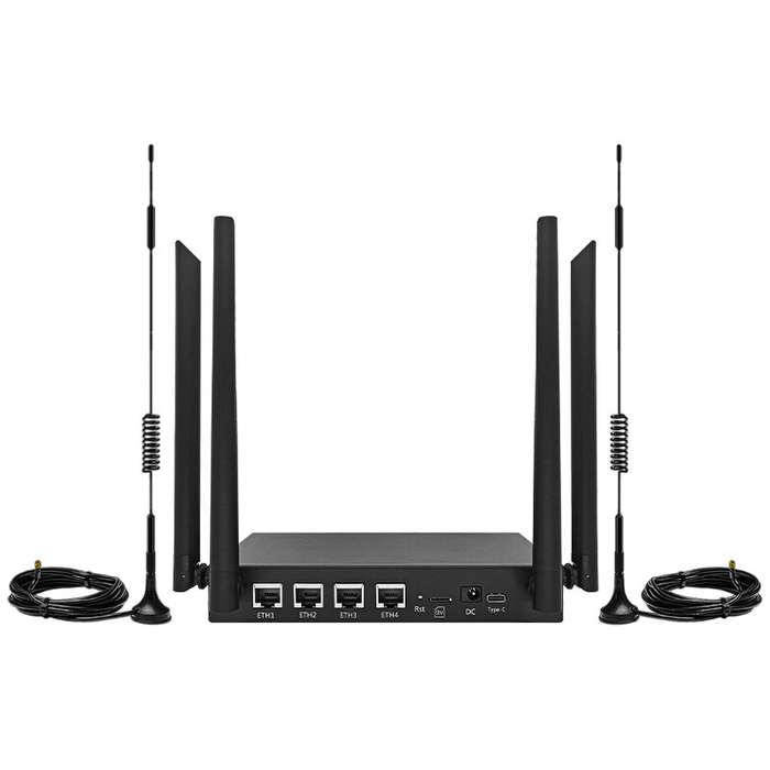 Black - ED123 4G LTE Industrial Router 150Mbps High Speed 300Mbps SIM Card Slot External Antennas Ou