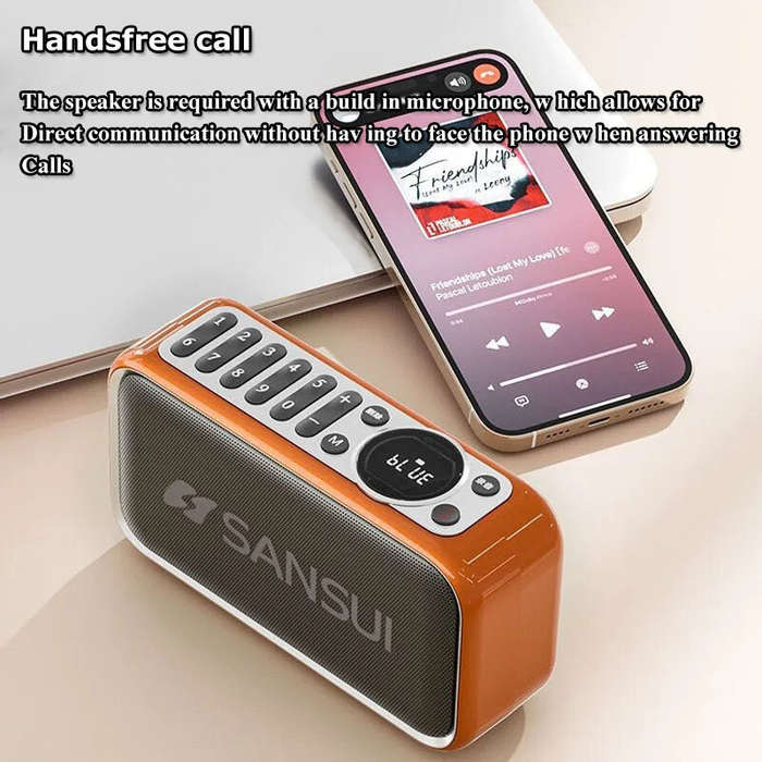 Green - SANSUI F35 Wireless bluetooth Speaker Bass Diaphragm HiFi Sound Hands-free Calls 2400mAh Sup