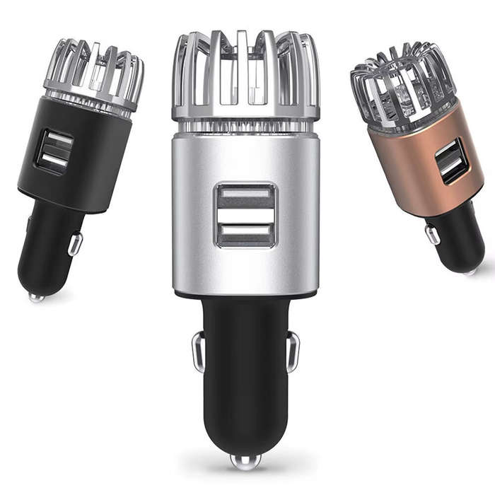 Silver - Car Air Purifier USB Charger Mini Auto Car Fresh Air anion Ionic Purifier Oxygen Bar Ozone