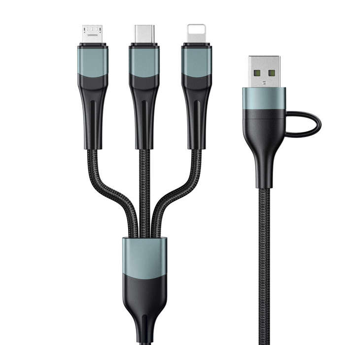 Black - 60W USB-A/USB-C to iP/Type-C/Micro USB Cable Fast Charging Data Transmission Pure Copper Cor