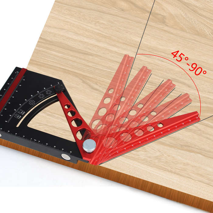 Black - Adjustable Set Square Scriber Aluminum Alloy Movable Angle Protractor Carpentry Measurement