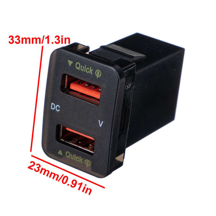Green light - Dual USB QC Car Charger Socket Power Adapter With 12-24V Voltmeter LED Car Accessories