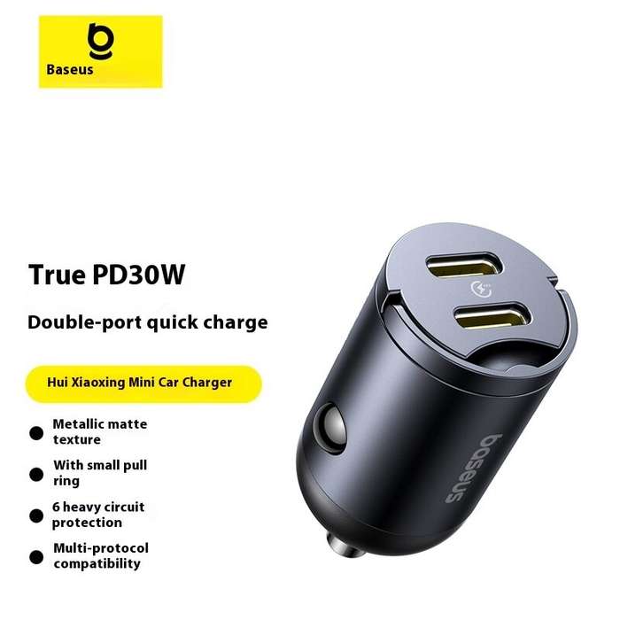 USB-A+USB-C - Baseus 30W 2-Port USB PD Car Charger Adapter USB-C+USB-C PD QC SCP FCP AFC Fast Chargi