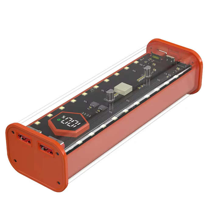 Orange - 21700 Battery Storage Box 4 Slots DIY Power Bank Box for 21700 Charger Dual USB Output Type