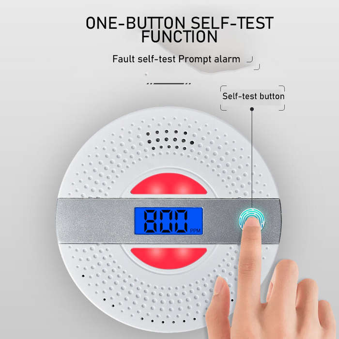 Home Smoke Detector Carbon Monoxide Detection Alarm Real-time Monitoring LED Display Sound Light Ala