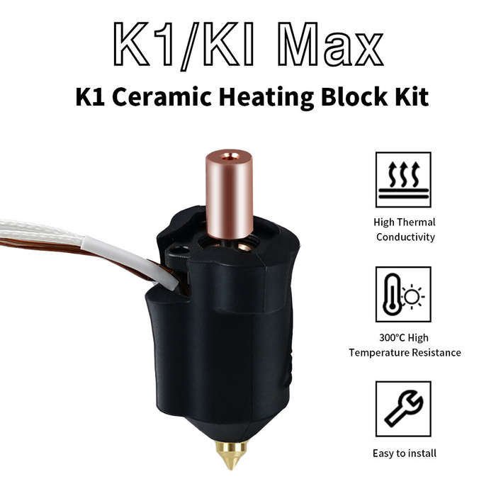 Black - TWO TREES K1/K1Max Ceramic Hot End Kit 300C High Temperature 32 mm/s High Flow Rate 600 mm/s