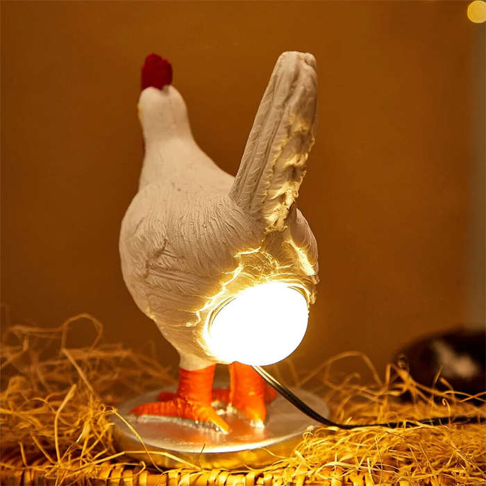 #01 - Chicken Egg Lamp Funny Chicken lamp with Egg in Butt LED Chicken Night Lights with USB Resin W