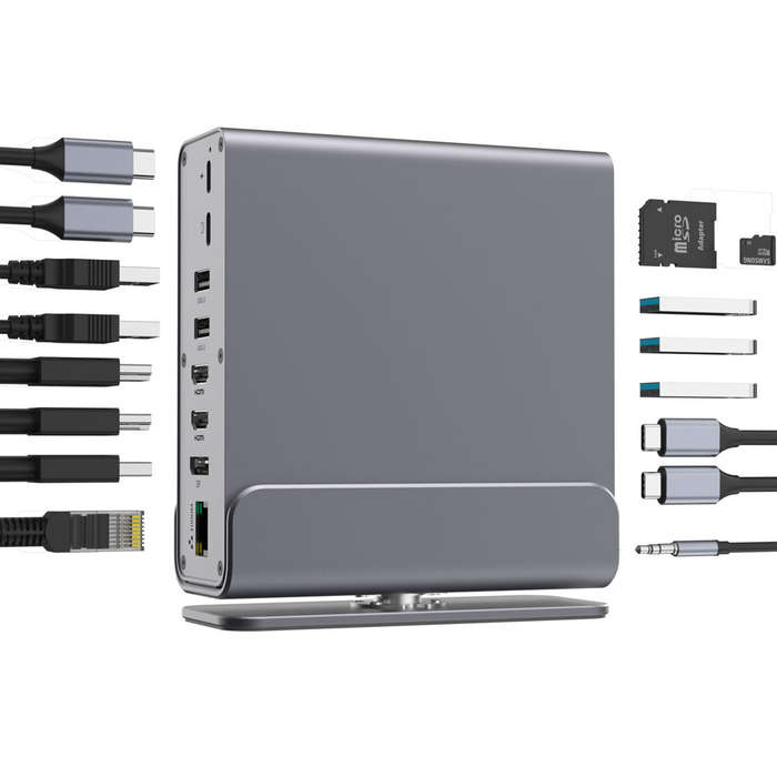Bakeey 15 in 1 Type-C Docking Station with DP Dual HDMI 4K@60HZ Triple Display USB 3.0 / Type-C 3.0