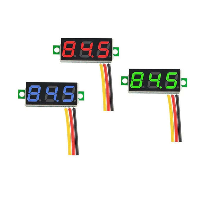 Blue - 4pcs Digital Mini Digital Voltmeter 0.28Inch Three-Line 0-100V Digital Voltmeter Gauge Tester