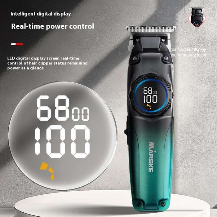 Green - MARSKE MS-5601 Hair Clipper for Men With Fade Design LED Display Cordless USB Rechargeable S