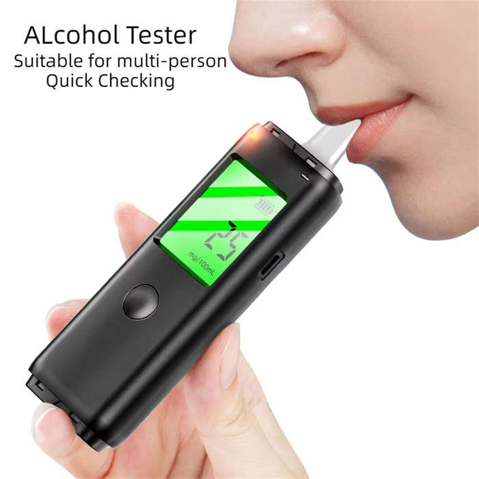 Black - Professional Breath Alcohol Tester 2.0-Inch LCD Display High Accuracy Breathalyzer Alcohol T