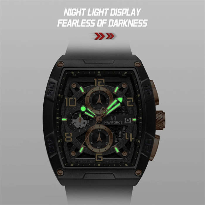 Black+Red - NAVIFORCE Men Watches Waterproof Large Dia Quartz Watch Multi-function Chronograph Sport
