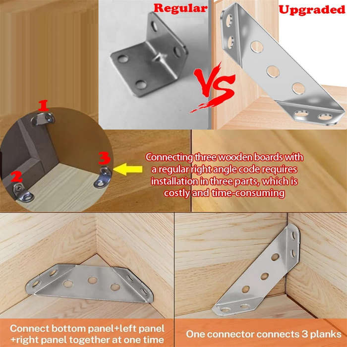 20 Pcs - Furniture Corner Connector 20PCS Universal Stainless Steel L Brackets for Wood Metal Angle