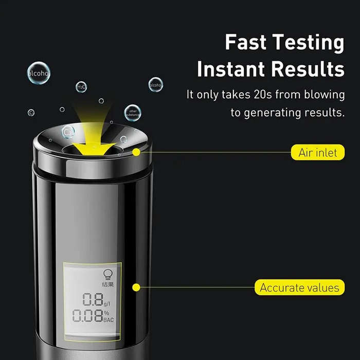 Baseus Portable Non-contact Alcohol Tester With LED Screen Display Breathalyzer Rechargeable Automat