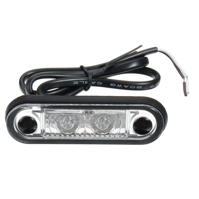 White - 1PCS 12V/24V 2 LED Flush Fit Led Marker Lights Side Signal Lamps Kelsa Bar
