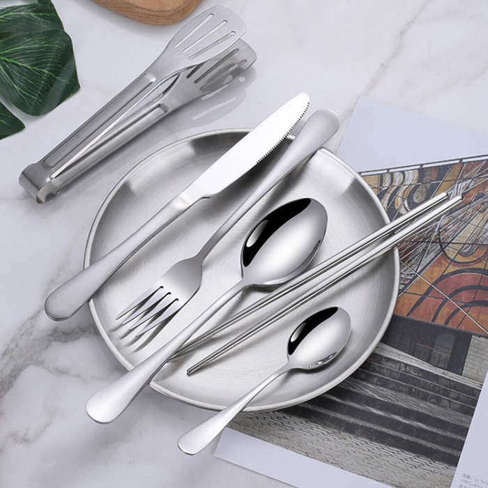 Sliver - IPRee 11pcs Stainless Steel Flatware Set for Camping, Hiking & Outdoor Dining - Polished Fi