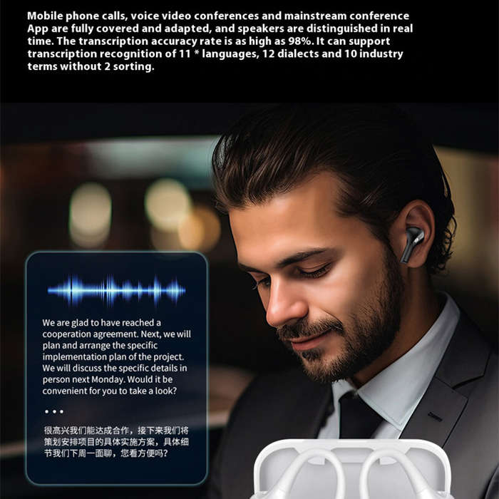 White - AIR6 Smart AI Translation Earbuds Wireless bluetooth Earphone 360 Panoramic Sound AAC Audio