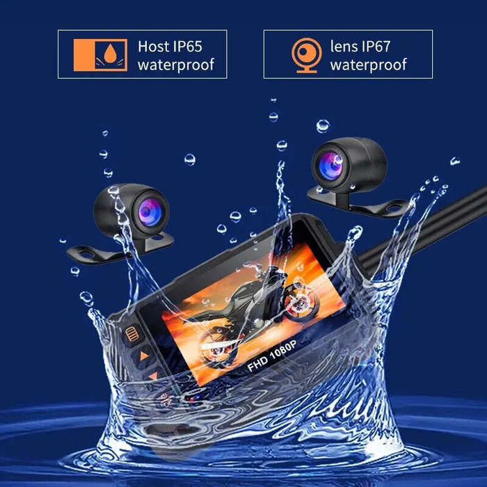 3.0" Motorcycle Dash Cam 1080P HD Dual Lens Waterproof DVR Camera Front Rear Camera Video Motorcycle