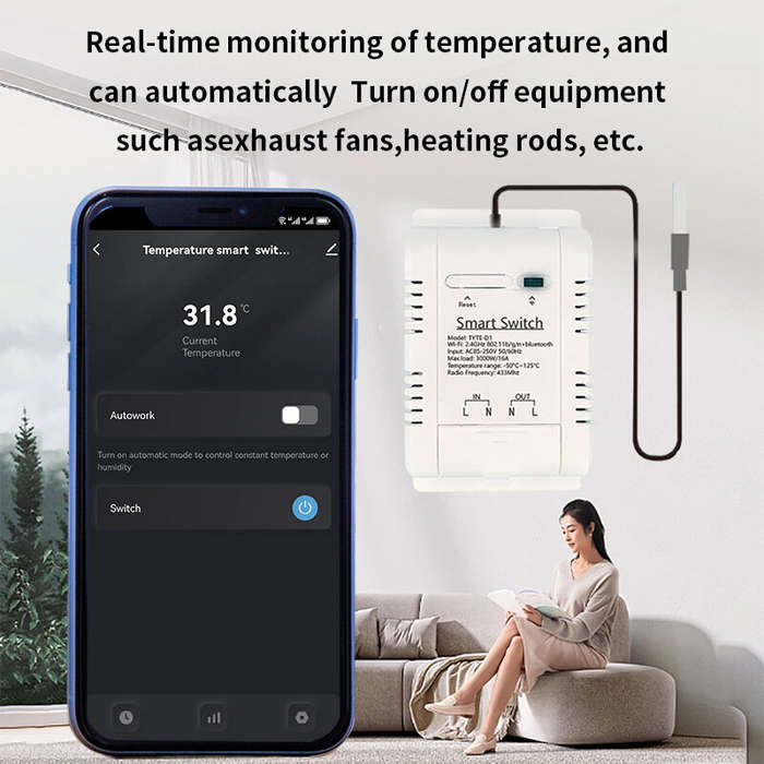 20A - Tuya Smart Life WiFi Temperature Switches 16A/20A Smart Thermostat Real-time Energy Comsuptiom
