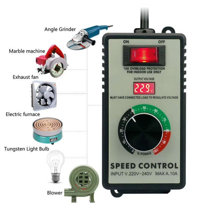 EU Plug - Adjustable Voltage Stabilizer Speed Controller AC 220V 4000W Precision Regulation LED Disp