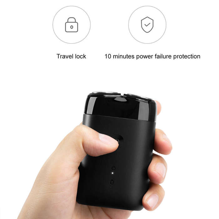 Black - XIAOMI S100 Electric Shaver 2 Rotary Shaving Head Portable Waterproof Wet & Dry Use USB Rech