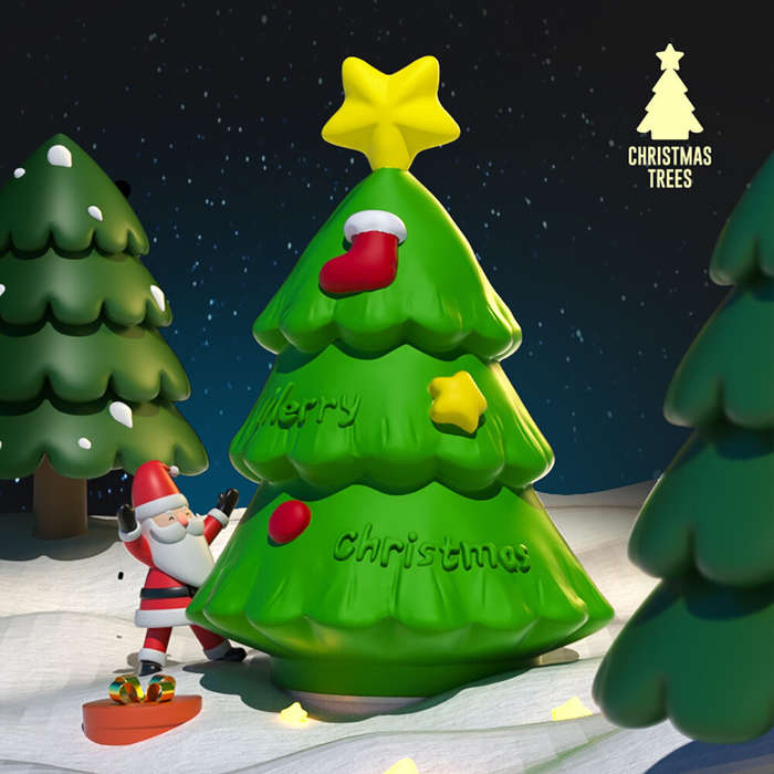 Green - Christmas Tree Style Night Light Holiday Decorations Cute Silicone Lamp Lovely Pat Light Gif