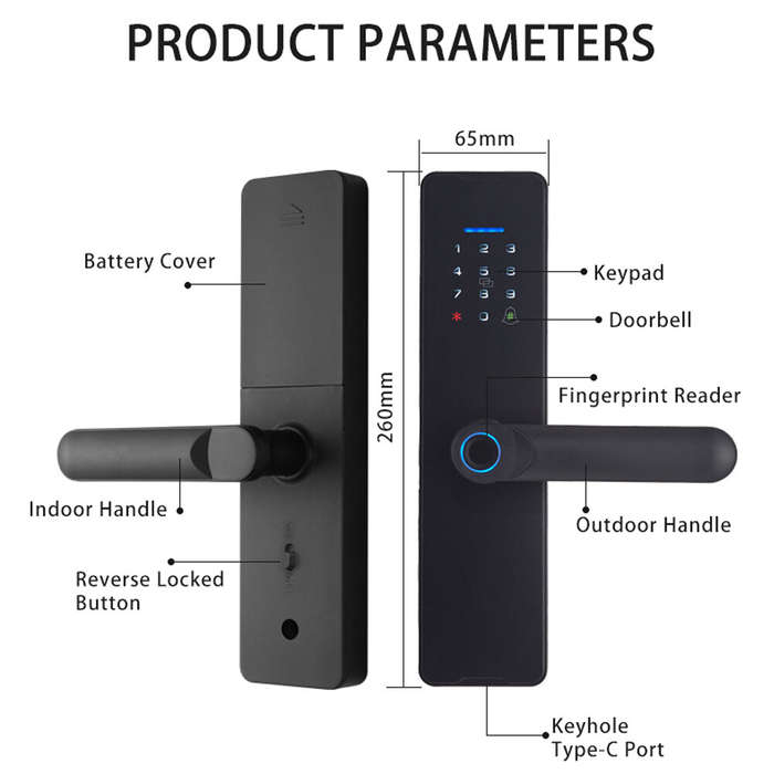 WAFU WF-X8 Tuya Smart WiFi Fingerprint Doorlock Password/APP/IC Card/Key/Fingerprint Unlock Built-in