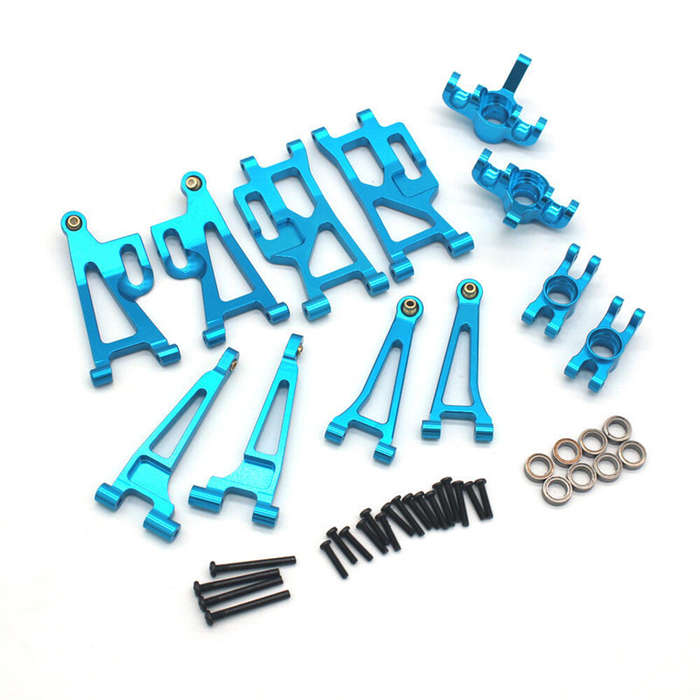Sky Blue - Upgrated Metal Spare Parts Front and Rear Awing Arm Steering Cup Rear Wheel Seat Set for