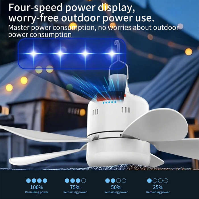 White - Tevorex Portable Ceiling Fan Wireless Cooling Fan with Remote Control and LED Light Outdoor