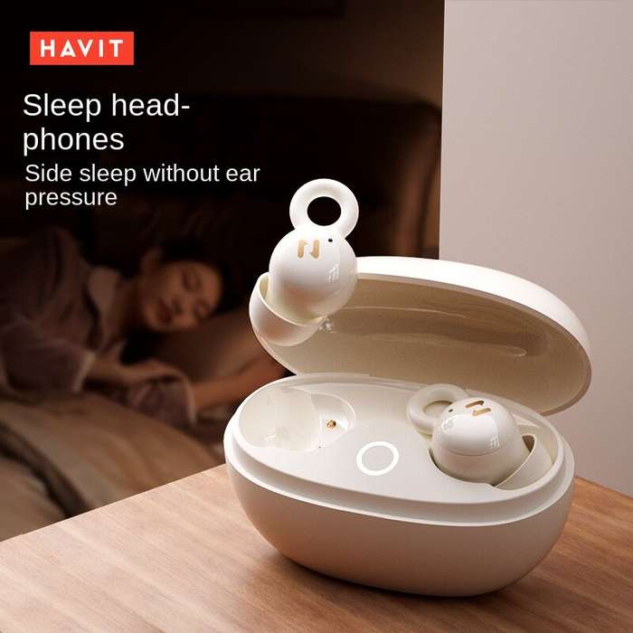 White - HAVIT E15 TWS Headset Wireless bluetooth Earphone Stereo 30H Playback Low Delay Sleep Assist