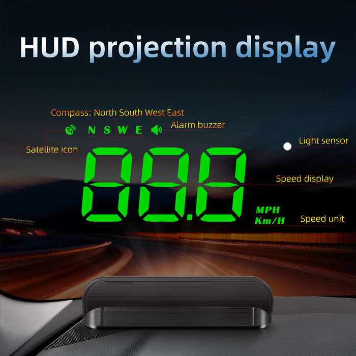 Green - M1 Multifunctional New Energy Car HUD Head-up Display GPS Speedometer Dashboard Projection G