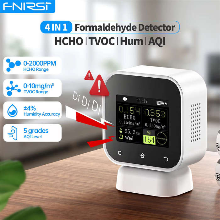 White - FNIRSI SFD-02 4-IN-1 Formaldehyde Detector Indoor Air Quality Monitor Touchscreen HCHO TVOC