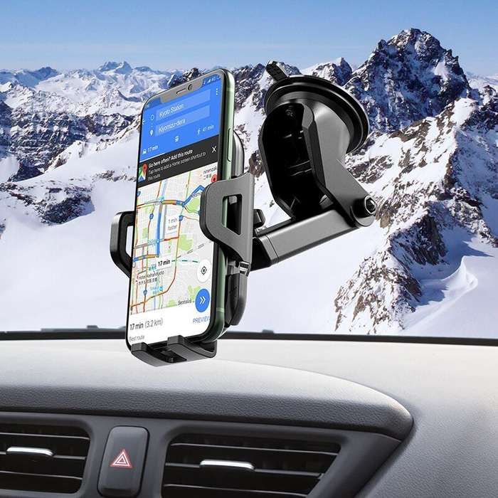 Black - HOCO CA76 Universal Car Phone Holder Adjustable GPS Mount Stand for iPhone 16 16 Pro 15 14 1
